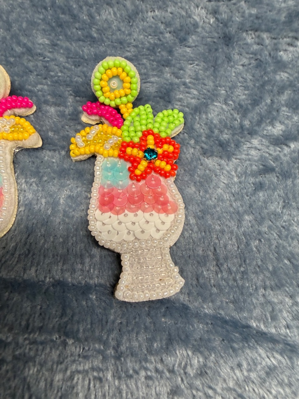 Beaded Tropical Cocktail Statement Earrings - Multi - Picture 3 of 4